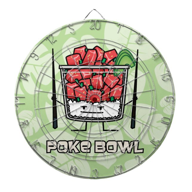 Poke bowl Hawaii raw fish salad chopsticks aku Dartboard (Front)