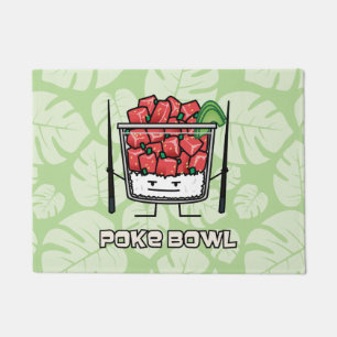 Poke bowl Hawaii raw fish salad chopsticks aku Doormat