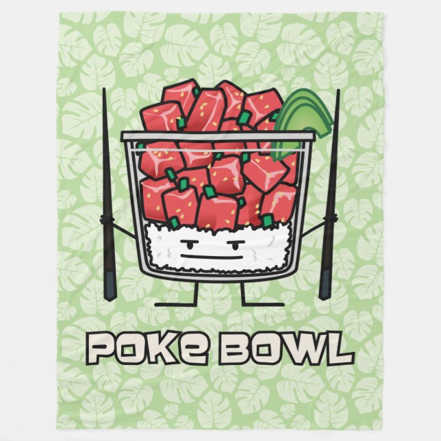 Poke bowl Hawaii raw fish salad chopsticks aku Fleece Blanket (Front)