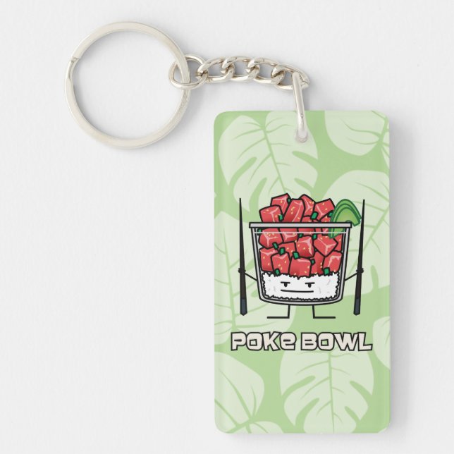 Poke bowl Hawaii raw fish salad chopsticks aku Keychain (Front)