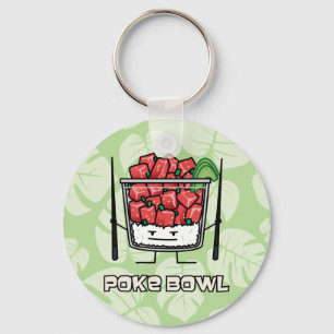 Poke bowl Hawaii raw fish salad chopsticks aku Keychain