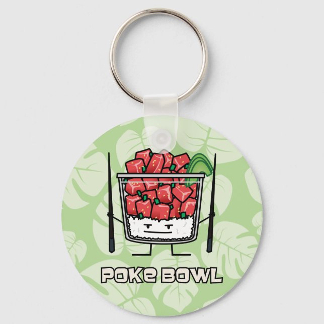 Poke bowl Hawaii raw fish salad chopsticks aku Keychain (Front)