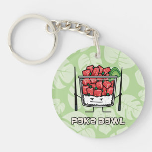 Poke bowl Hawaii raw fish salad chopsticks aku Keychain