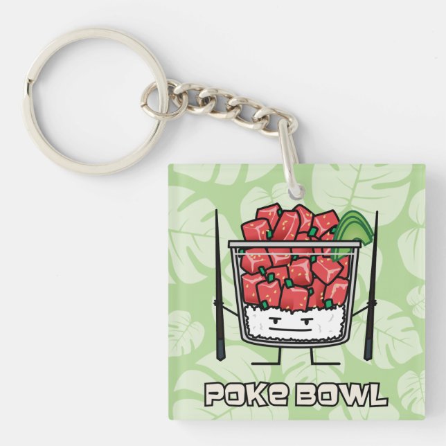 Poke bowl Hawaii raw fish salad chopsticks aku Keychain (Front)