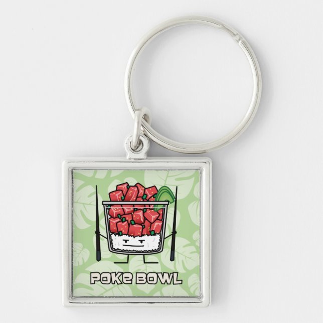 Poke bowl Hawaii raw fish salad chopsticks aku Keychain (Front)