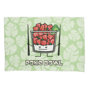 Poke bowl Hawaii raw fish salad chopsticks aku Pillowcase