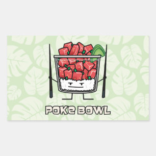 Poke bowl Hawaii raw fish salad chopsticks aku Sticker
