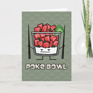 Poke bowl Hawaii raw fish salad chopsticks aku Thank You Card
