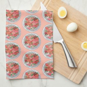 Poké Hawaiian Food Raw Fish Ahi Tuna Poke Bowl Kitchen Towel