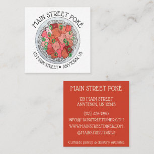 Poké Hawaiian Food Raw Fish Ahi Tuna Poke Bowl Square Business Card