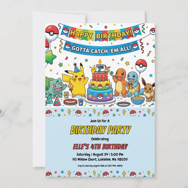 Pokémon Birthday Invitations (Devant)