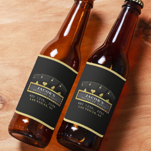 Poker Aces Black & Gold Bachelor Party Beer Bottle Label