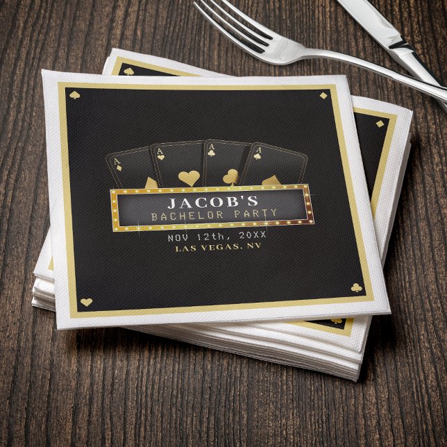 Poker Aces Black & Gold Bachelor Party Napkin (Poker Aces Black & Gold Bachelor Party Napkins
)
