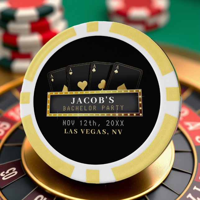 Poker Aces Gold & Black Bachelor Party Chips (Creator Uploaded)