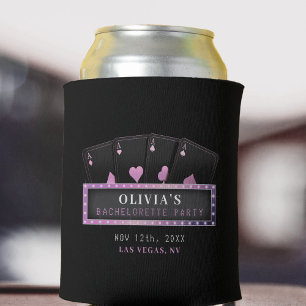 Poker Aces Pink & Black Bachelorette Party Can Cooler