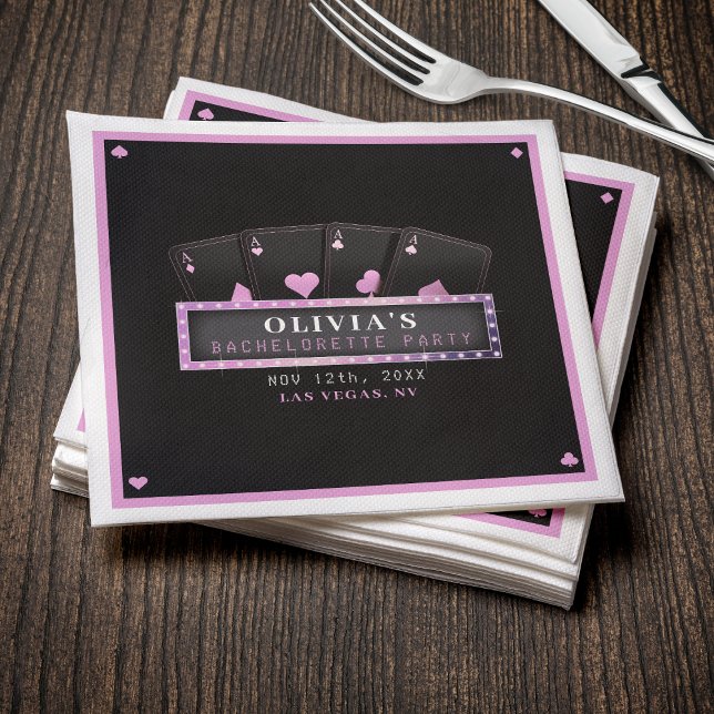 Poker Aces Pink & Black Bachelorette Party Napkin (Poker Aces Pink & Black Bachelorette Party Napkins
)