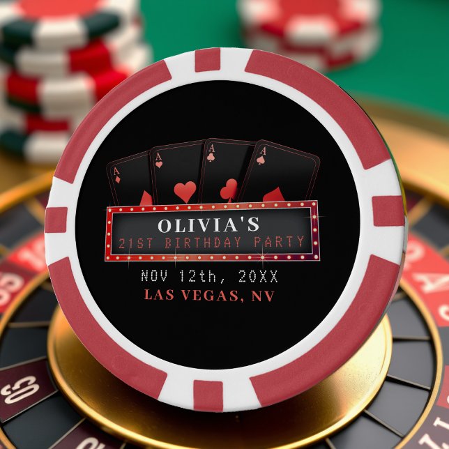 Poker Aces Red & Black 21st Birthday Party Chips (Creator Uploaded)