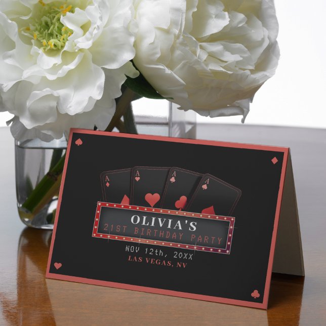 Poker Aces Red & Black 21st Birthday Party Thank You Card (Poker Aces Red & Black 21st Birthday Party Thank You Card
)