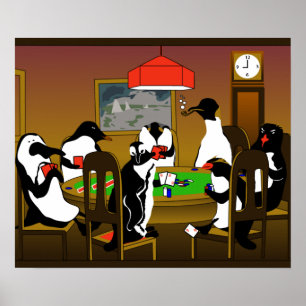 Poker affiche de pingouin