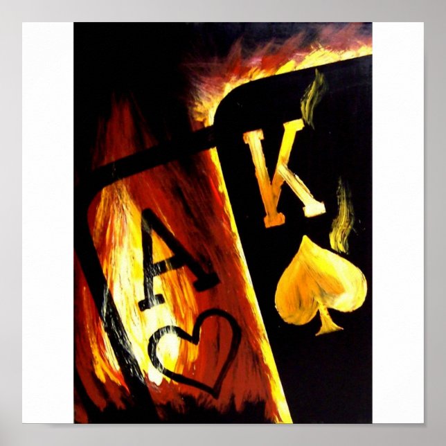 Poker Art Big Slick FLAMING ACE KING Poster (Front)