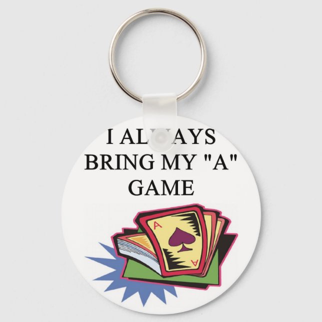poker bridge card game joke keychain (Front)