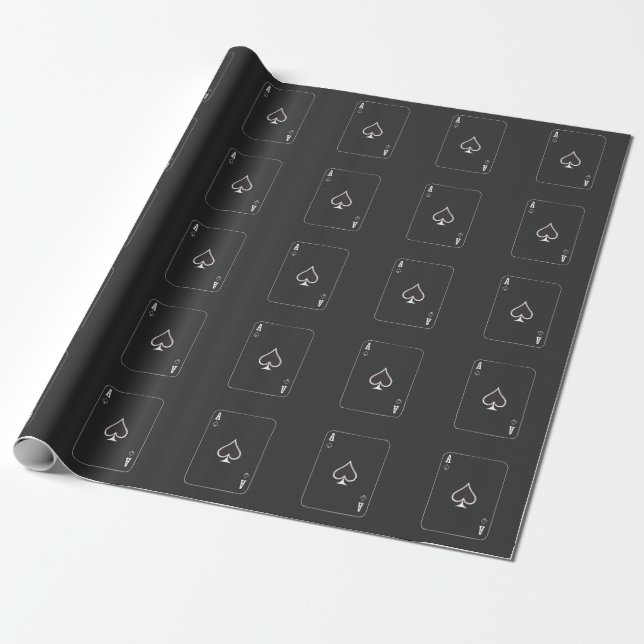 Poker Card Player Ace of Spades Halloween Wrapping Paper (Unrolled)