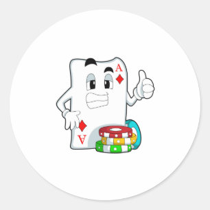 Poker card with Poker chips Classic Round Sticker
