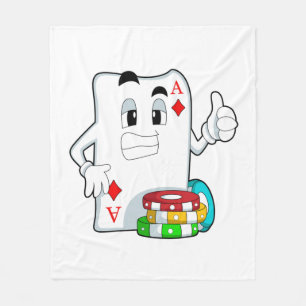 Poker card with Poker chips Fleece Blanket