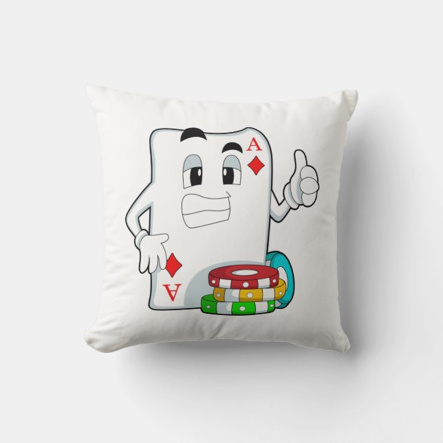 Poker card with Poker chips Throw Pillow (Front)