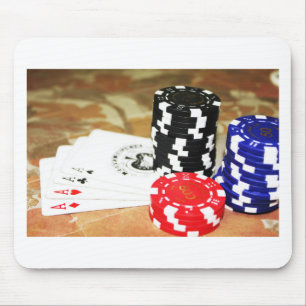 Poker Cards Aces Chips Gambling Casino Win Game Mouse Pad