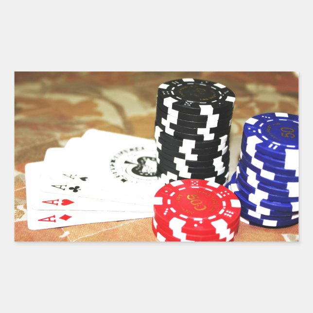 Poker Cards Aces Chips Gambling Casino Win Game Sticker (Front)