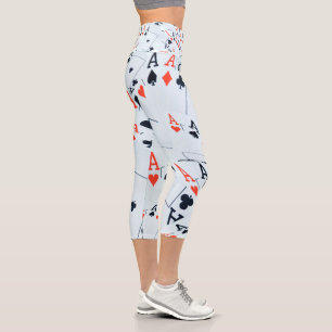Poker Cards Aces Layered, High Capris Leggings
