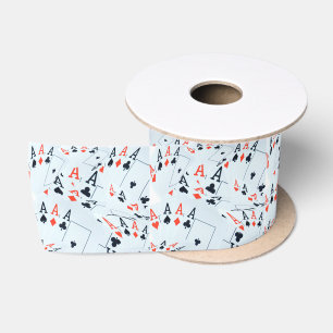 Poker Cards Aces Layered, Satin Ribbon