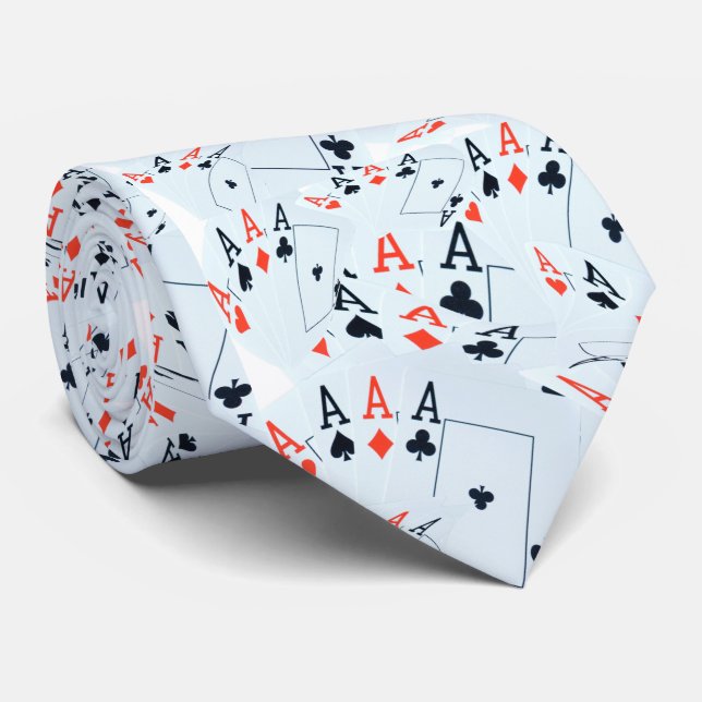 Poker Cards Aces Pattern, Tie (Rolled)
