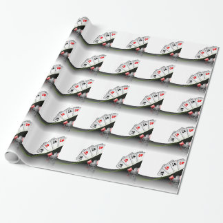 Poker cards and casino symbols wrapping paper