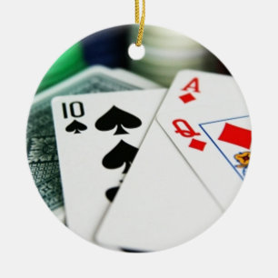 Poker Cards Ceramic Ornament