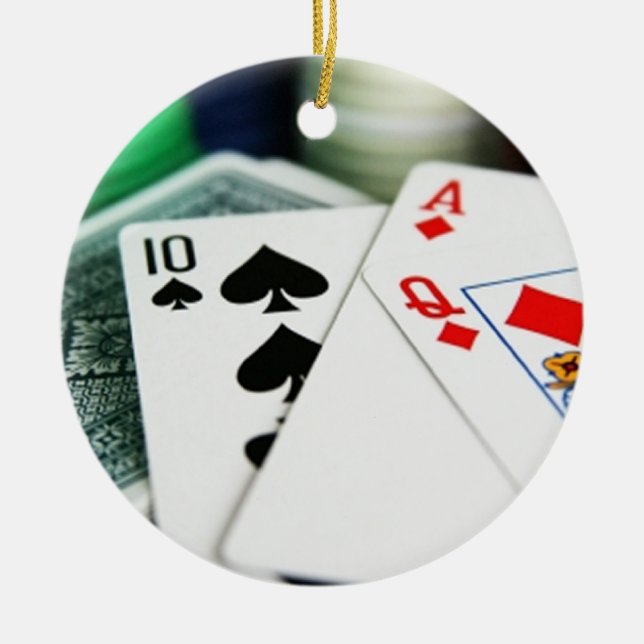 Poker Cards Ceramic Ornament (Front)