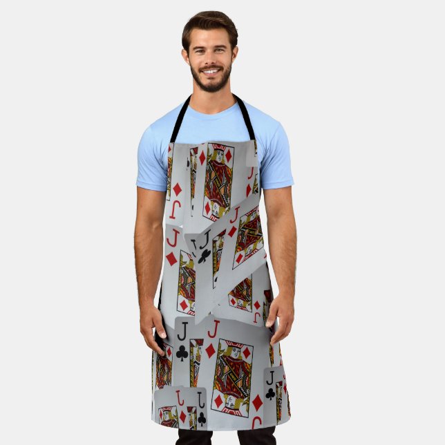 Poker Cards Jacks Layered, Full Print Apron (Worn)