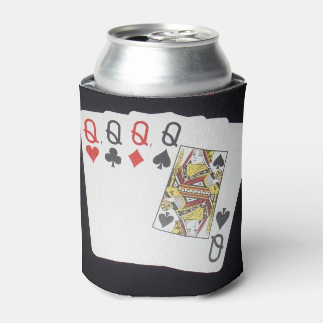 Poker Cards Quad Queens, Can Cooler (Can Front)