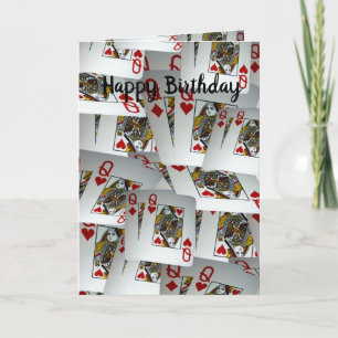 Poker Cards Queens Design Birthday Card,