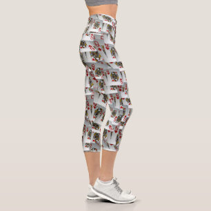 Poker Cards Queens In Pairs Capri Leggings, Leggings