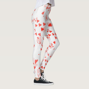 Poker Cards Royal Hearts Flush Pattern, Leggings
