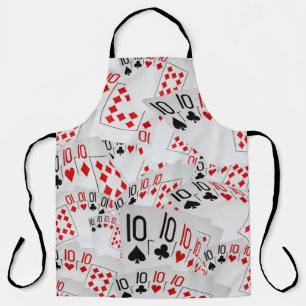 Poker Cards Tens Layered, Full Print Apron