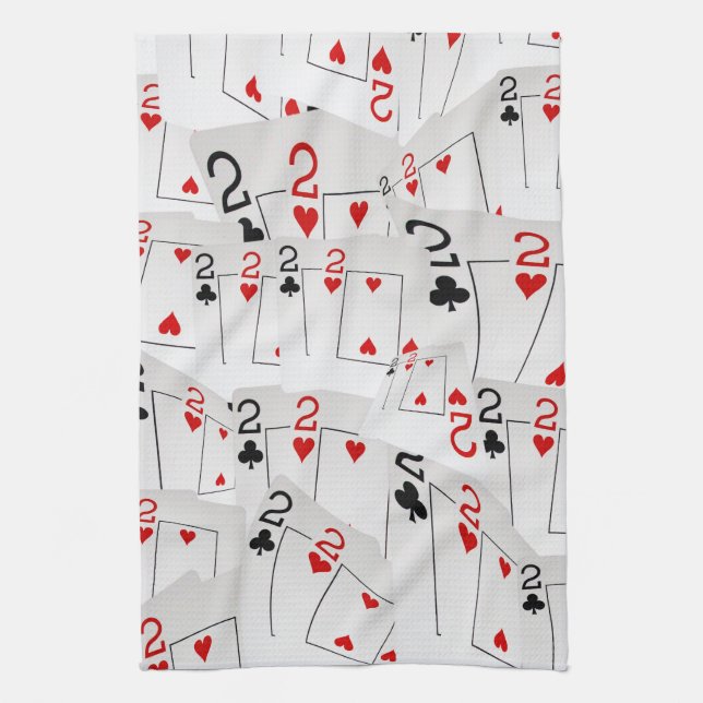 Poker Cards Twos Layered, Kitchen Towel (Vertical)