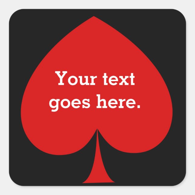 Poker casino spade party favour sticker (Front)
