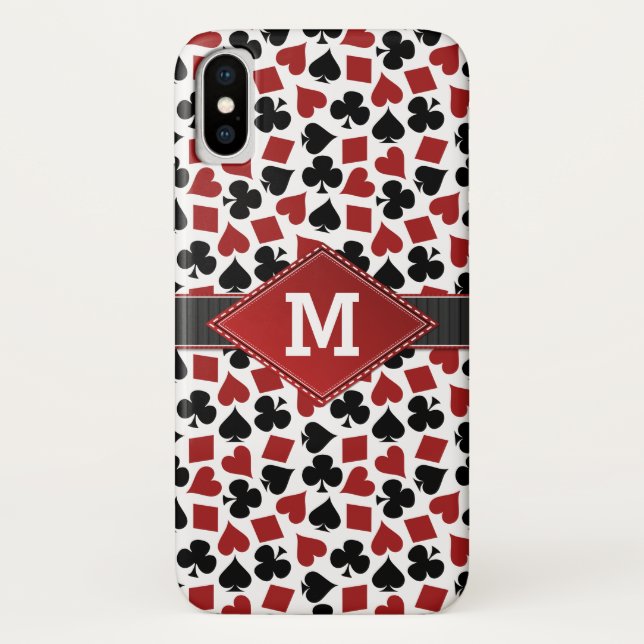 Poker Casino Suit Pattern Monogram Case-Mate iPhone Case (Back)