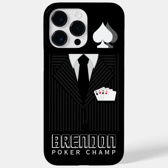 Poker Champ Black and Grey Pinstripe Suit Casino Case-Mate iPhone Case (Back)