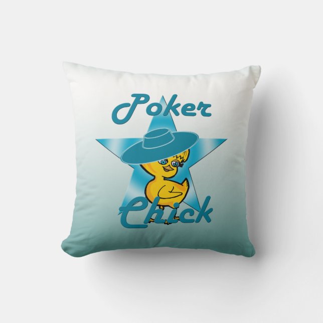 Poker Chick #7 Throw Pillow (Front)