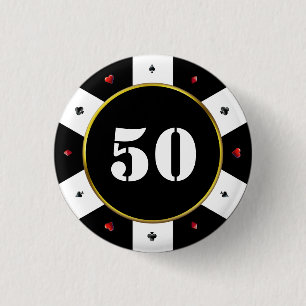 Poker Chip 50th Birthday Party 1 Inch Round Button