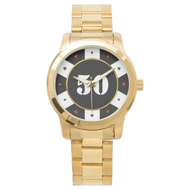 Poker Chip 50th Birthday Party Watch (Front)